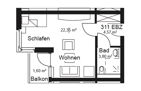 Grundriss Wohnung im Seniorenzentrum Bad Oeynhausen